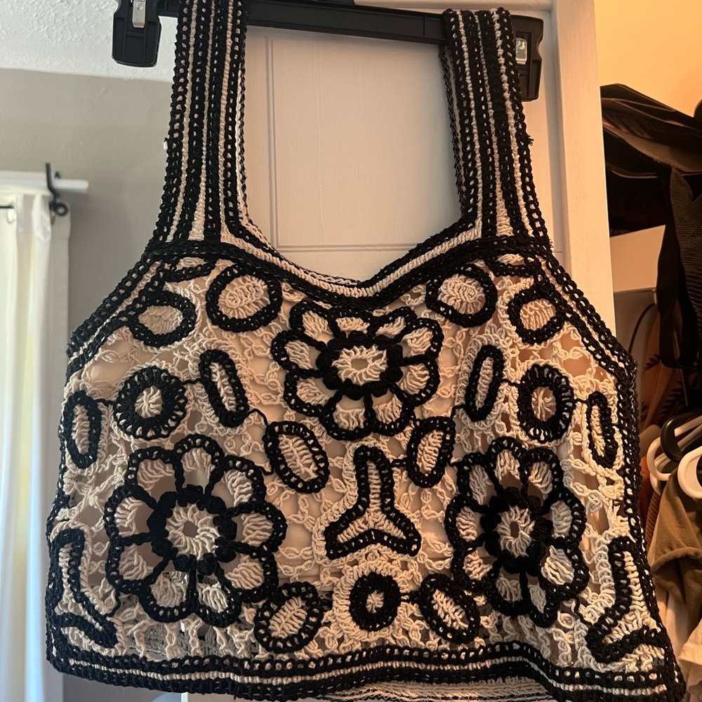 Rebellion Black and Cream Lace Top